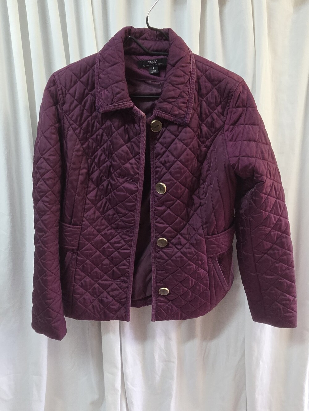 Preston & York Quilted Puffer Jacket in Plum